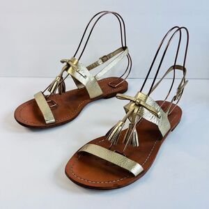 Kate Spade Gold tassel sandals, size 10